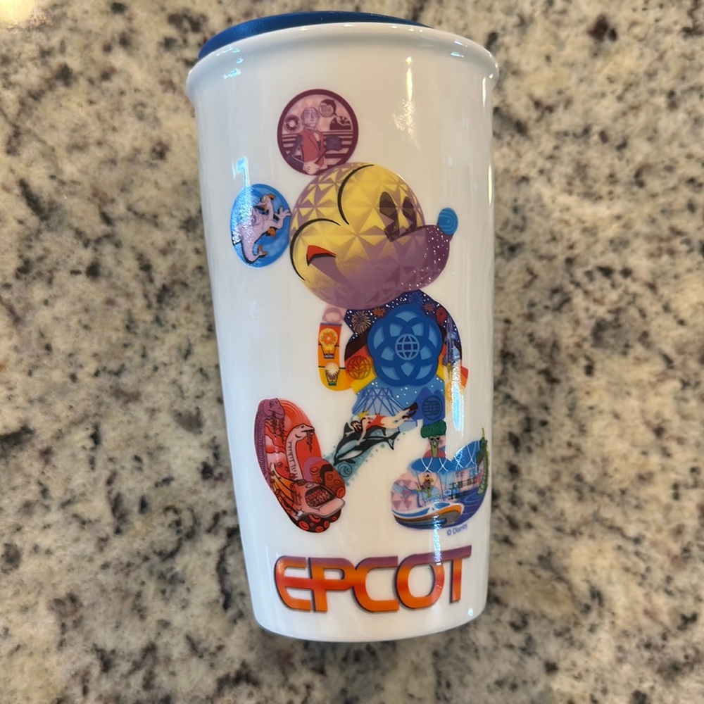 Disney Parks Starbucks Epcot Mickey Mouse 12oz Creamic Tumbler.